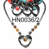Colored Semi precious Stone Beads Hematite Heart Pendant Beads Stone Chain Choker Fashion Women Necklace